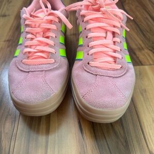 Adidas Pastel Pink and Lime Green Sneakers